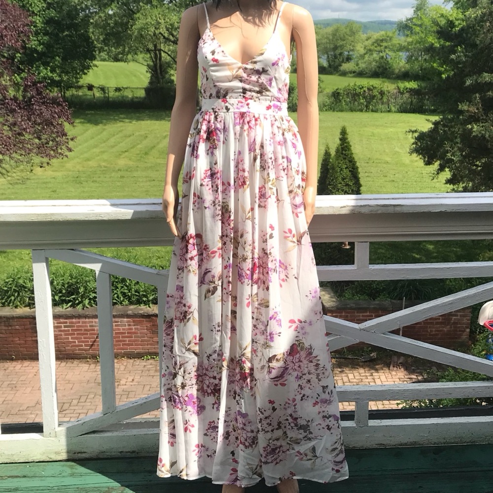 🌸🆕 Spaghetti Strap Open Back Floral Maxi Dress - Picture 7 of 8